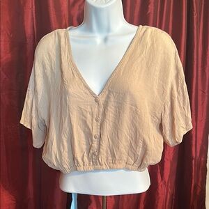 Women's Beige Button-Down Top